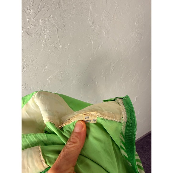 Vintage 70s Women's Dress 10 Cotton Polyester Maxi V neck Striped Party K3-21 - Picture 15 of 15